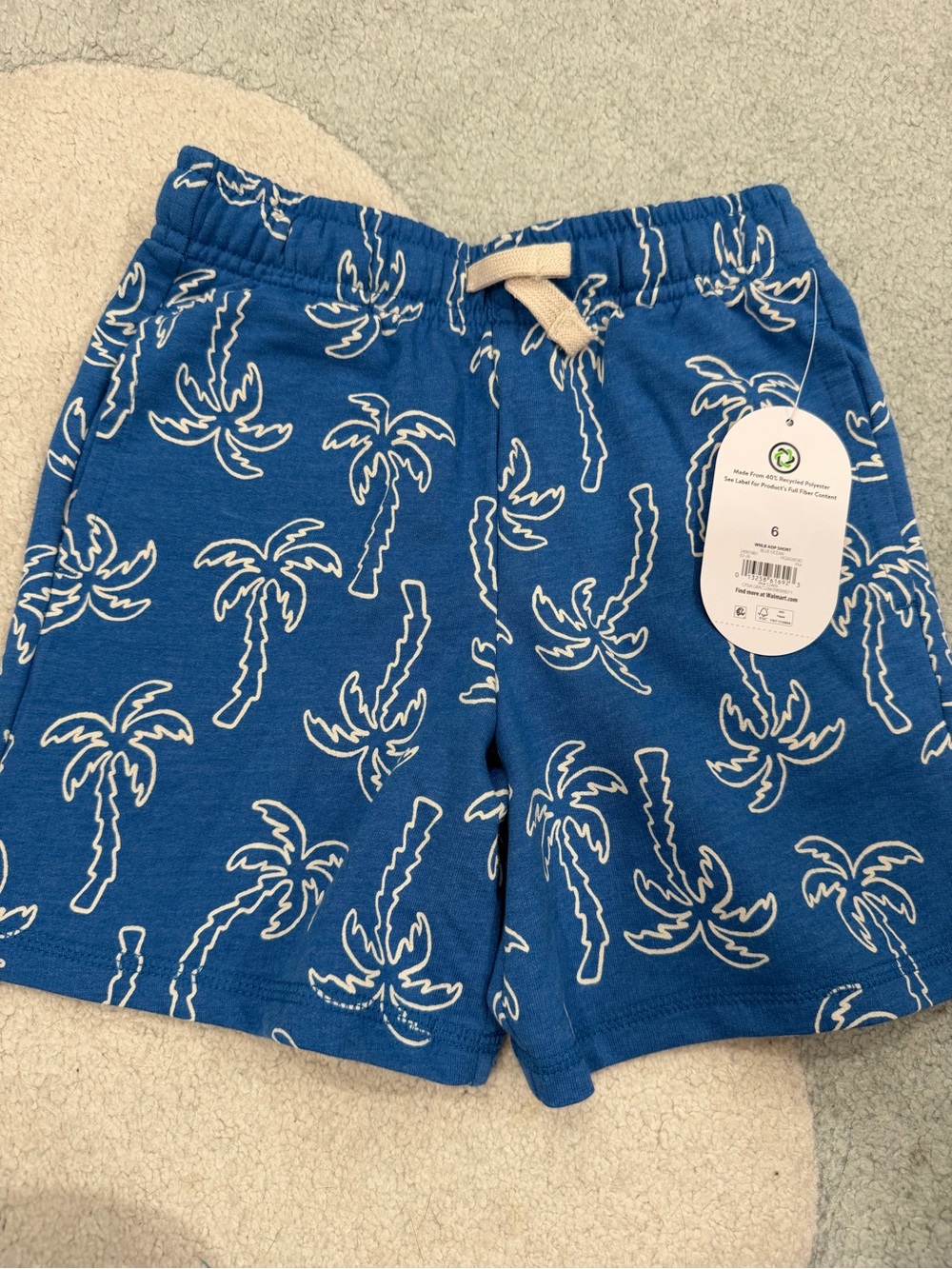 Toddler Blue Palm Tree Pull-On Shorts with Drawstring size 6 NWT